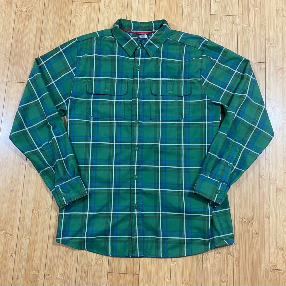 The North Face Button Down Dress Shirt - Blue, Green, White Plaid